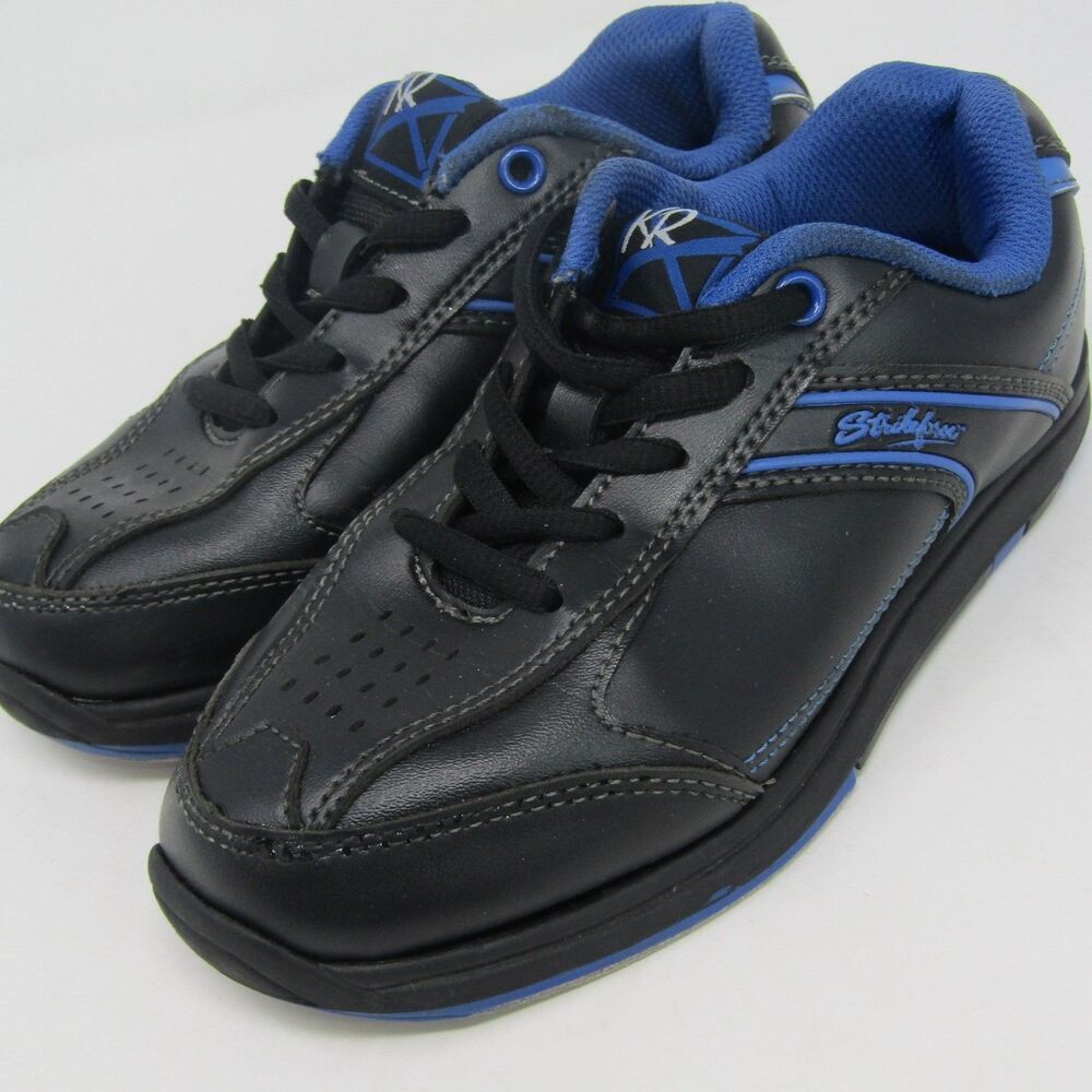 KR Strikeforce Flyer Youth Boys Bowling Shoes Size US 1 EU 32 Black Blue Lace Up
